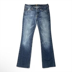 7 For All Mankind Blue Denim Bootcut Low Rise Jeans